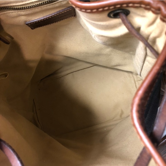 RALPH LAUREN Black Watch Plaid LRG Leather Canvas Drawstring Bucket Shoulder Bag - Picture 10 of 17